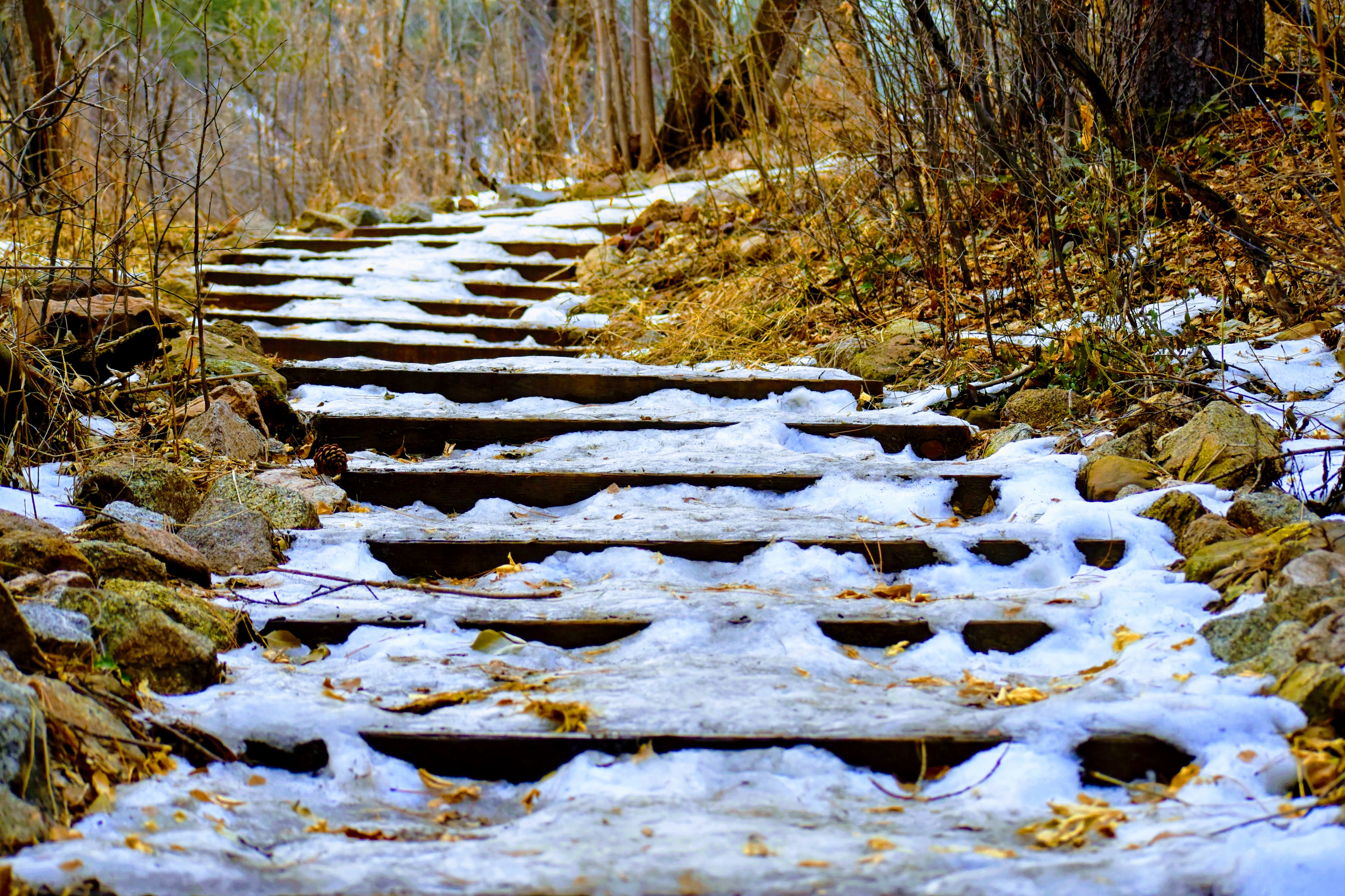 The trail winds uphill